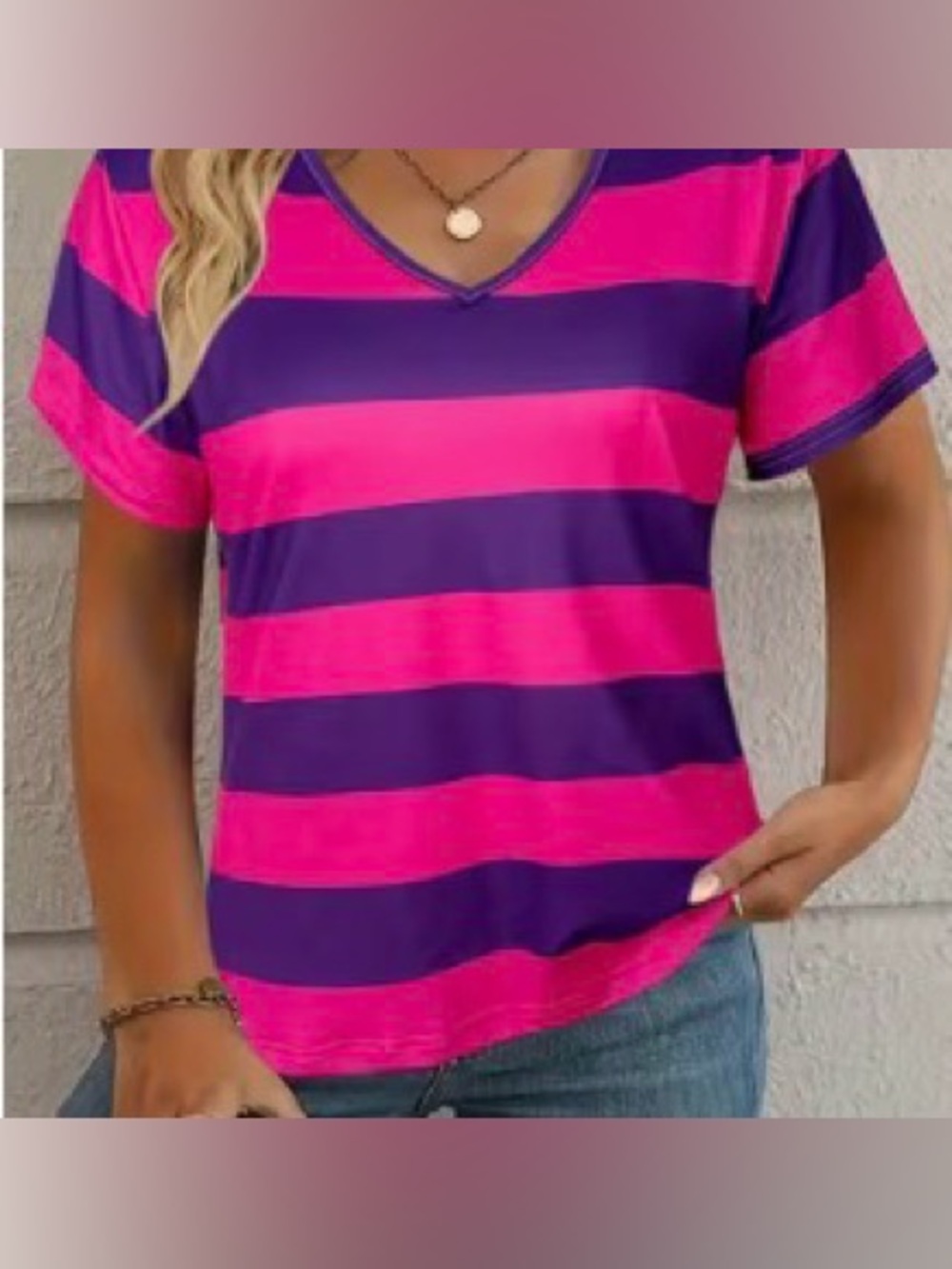 Curve & Plus Women’s Striped Purple And Pink Shirt- NWOT